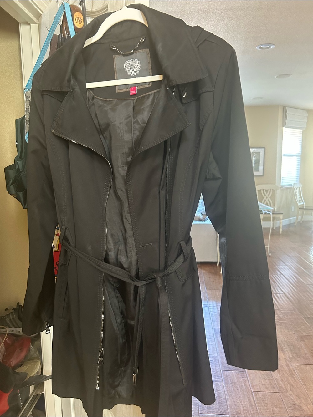 Vince Camuto Black Trench Coat with Tie Waist